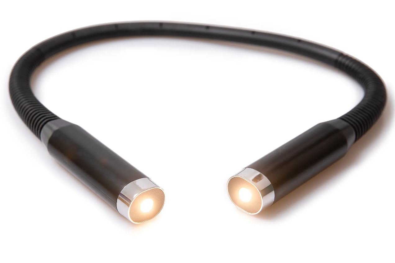 Lampe De Lecture Tour De Cou LED Rechargeable USB - Bras Flexible 360° - 3 Luminosités + 3 Couleurs - Autonomie 25h