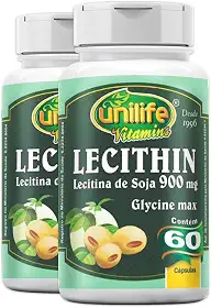 Kit 2 Lecitina de soja 900mg Unilife 60 cápsulas