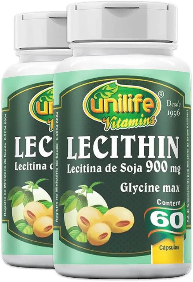 Kit 2 Lecitina de soja 900mg Unilife 60 cápsulas