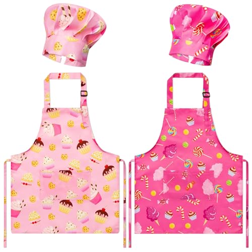 Kids Apron and Chef Hat Set with Cookie Prints