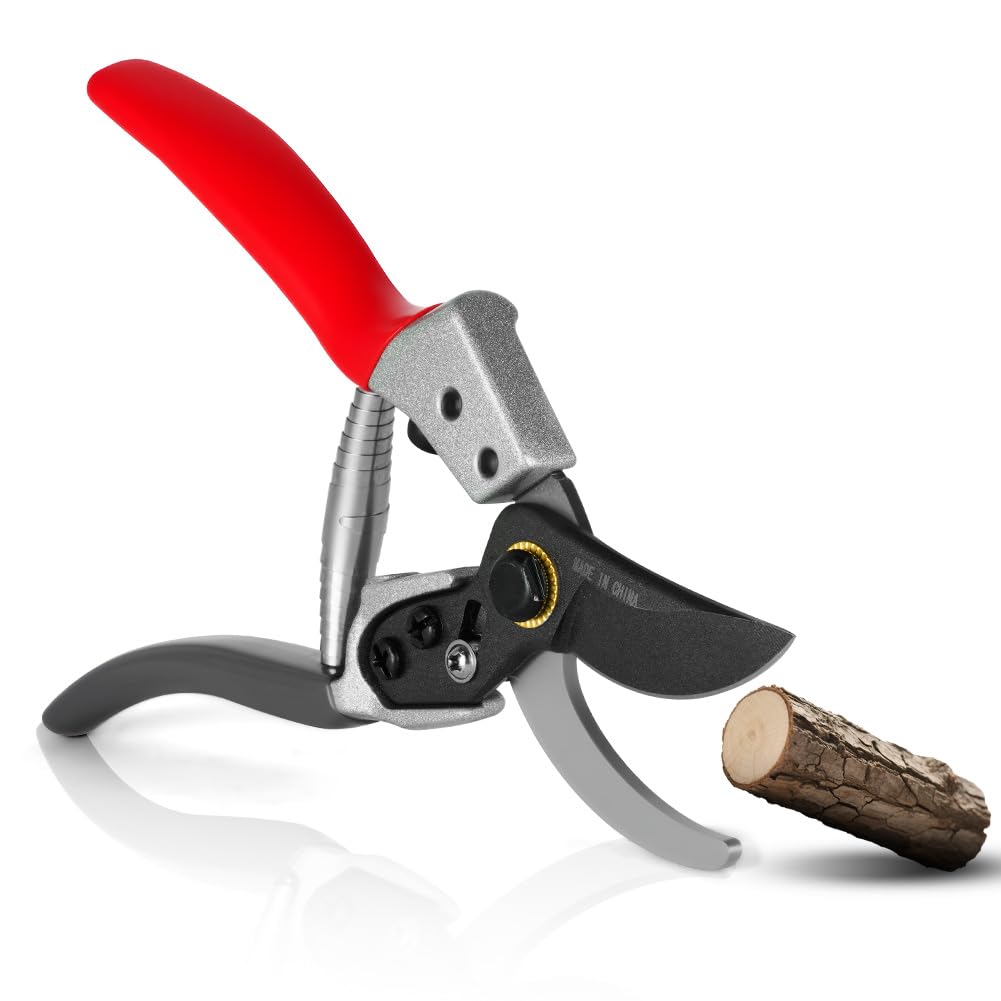 OSDUE Garden Secateurs, 8.5" Gardening Pruning Shears High Carbon Steel SK5 Blade Heavy Duty Shear 25 mm Cutting Diameter Anti-slip Rubber Handle Secateurs & Pruning Scissors for Plants Hedges Flowers
