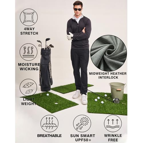 Long Sleeve Golf Shirt Men 1/4 Zip Pullover Mens Long Sleeve Sun Protection Shirts UPF 50 Lightweight Athletic Pullover4