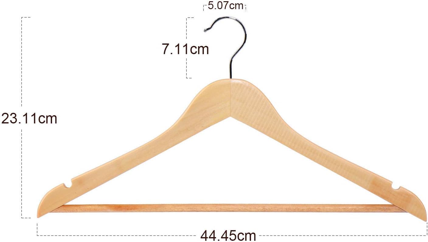 HOUSE DAY Wieszak na ubrania z naturalnego drewna – 10 sztuk stabilnych i obrotowych – szerokość wieszaka na garnitury i kurtkę 44,5 cm