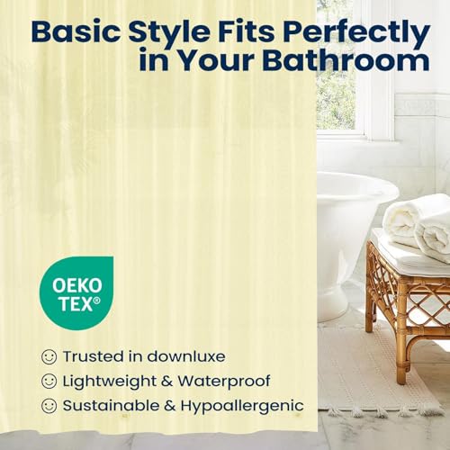 Image of downluxe Shower Curtain Liner, PEVA Plastic Shower Liner with 3 Magnets, 72 inch x 72 inch Waterproof Bathroom Curtain, Ivory, 1 Pack