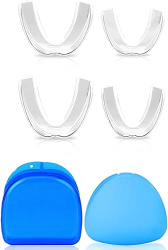 Miniatura 7 de Protector bucal para rechinar dientes, 4 protectores bucales para dormir por la noche, sin BPA, nuevo protector dental mejorado, protectores bucales