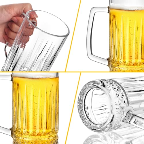 Beer Mug Set of 2, 580ml Crystal Beer Glasses with Handle, Large Glass Mugs for Freezer, Gifts for Men, Dad, Father's Day - Image 5