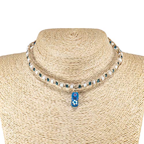 BlueRica Braided Hemp Cord Choker Necklace with Puka Shells and Flip Flop Pendant2