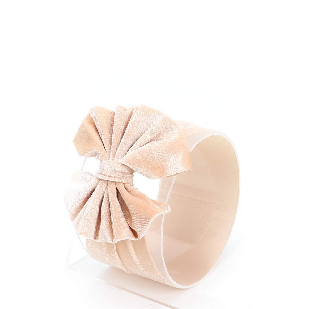SYGA Baby Headband Velvet Bow Shape Stretchable Hairband Suitable for Newborn Infant Toddler Kids 0-3 Year (Cream) 1