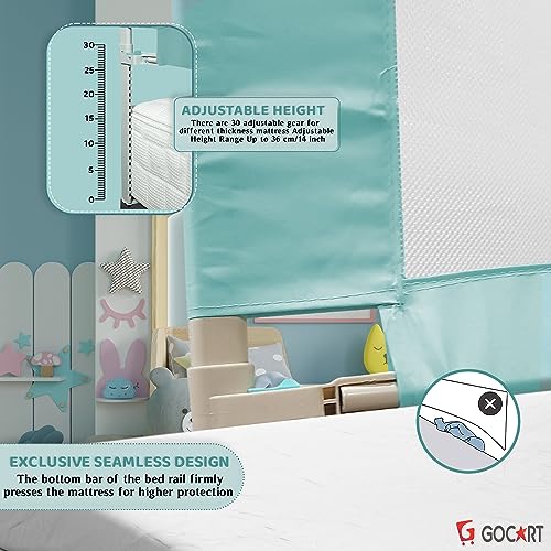 Image of GOCART WITH G LOGO Foldable Height Falling Protector Baby Safety Guard Rail (Blue, 5 FEET (Pack of 1))