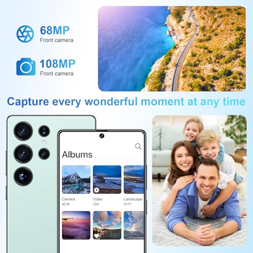 Image of S25 Ultra 5G Unlocked Smartphone,12GB+512GB Fully Cell Phone for Android 14, 6.99 inch Unlocked Cell Phone, 7000mAh, 68MP+108MP Dual Camera /Dual SIM /Fingerprint Lock /Face (Cyan)