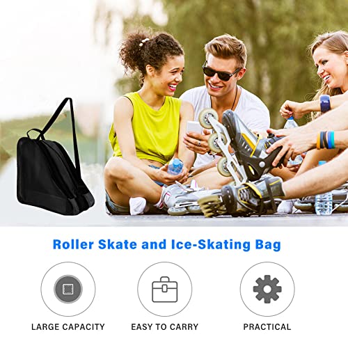LINGSFIRE Roller Skate Bag, Breathable Ice-skating Bag Shoulder and Top Handle Oxford Cloth Skating Bag for Women Men and Adults Roller Skate Accessories (Black)