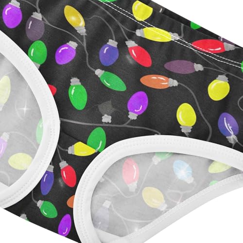 Toddler Underwear Floral 2t Cotton Girl Panties Cute Durable Briefs Kids Undies Colorful Christmas Lights Black4