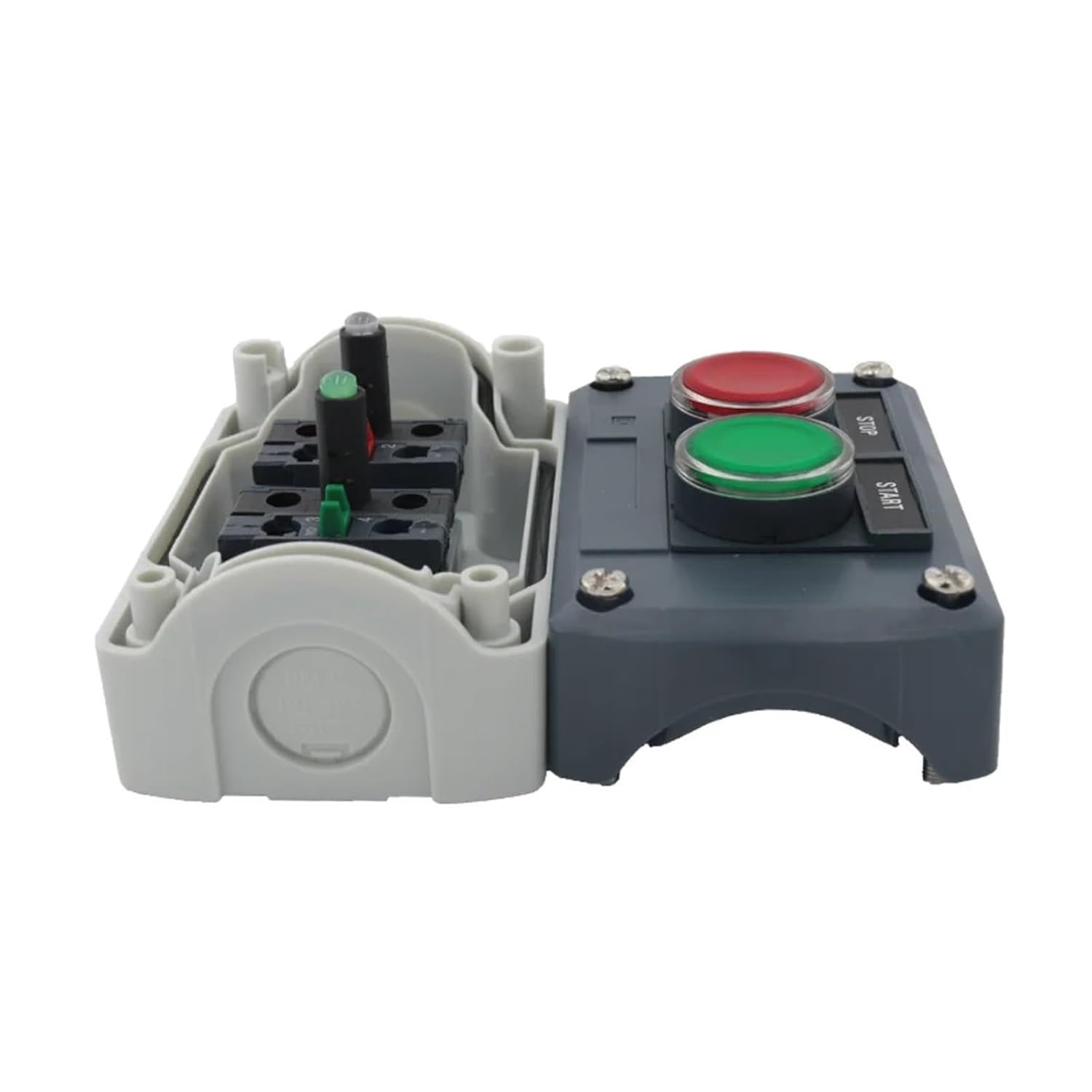Waterproof Push Button Switch Control Box Station Two LED Illuminated Momentary LA68H-D XALD243B Start/Stop(1NO and 1NC,24v)