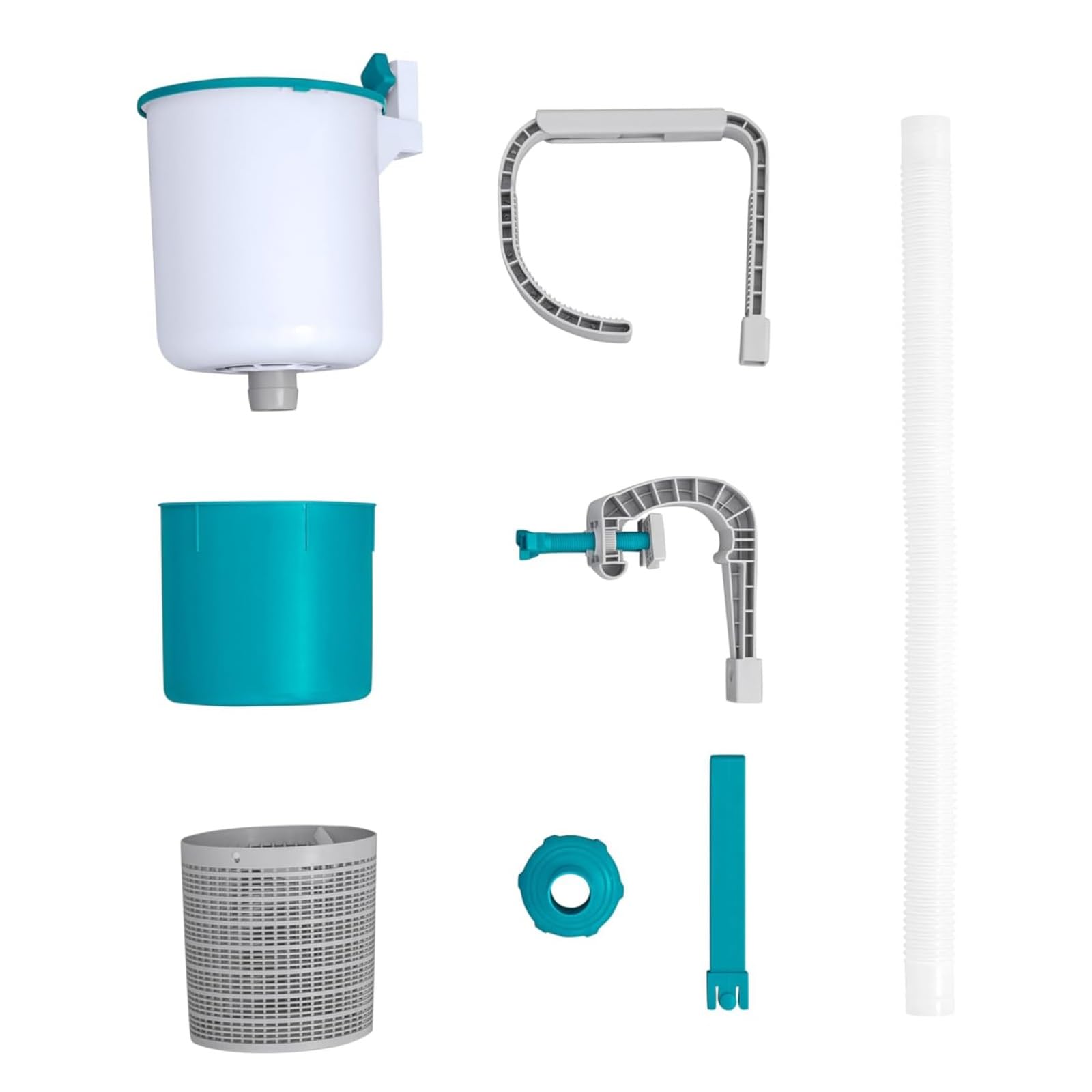 Skimmer per piscina fuori terra con staffa regolabile, cestino rimovibile per una raccolta efficiente dei detriti, ideale per una manutenzione rapida ed efficace della piscina