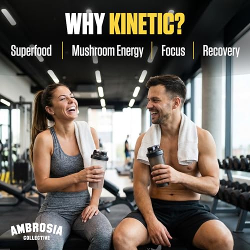Ambrosia Organic Mushroom Pre Workout Powder with Creatine 3g | Lion's Mane, Cordyceps & Reishi | Clean Pre Workout | Mushroom Energy & Focus | 24 Servings | Blue Raspberry - Thumbnail 5