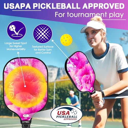 Image of MTEN Pickleball Paddles Set of 2 /4 /1, USAPA Approved Fiberglass Rackets