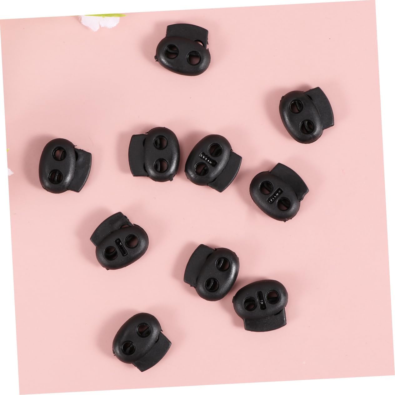 NUOBESTY 500Pcs Black Double Hole Cord Locks Nylon Plastic Spring-Loaded Stopper for Backpack Drawstrings Shoelaces Luggage Clothing and Outdoor Gear Fastening