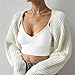 Fuimsul Women Open Front Ribbed Knit Crop Bolero Drop Shoulder Long Sleeve Solid Loose Fit Knitted Crop Cardigan Shrug White