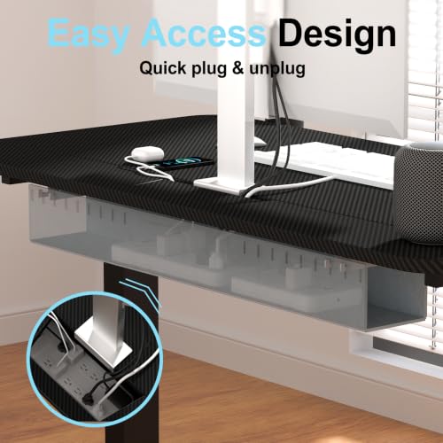 Image of Standing Desk with Hidden Cable Management Tray,48x24,Black | Stable No Wobble Sit Stand Desk with Memory Presets & Anti-Collision,Whole-Piece Desktop,Quiet Motor,for Home Office