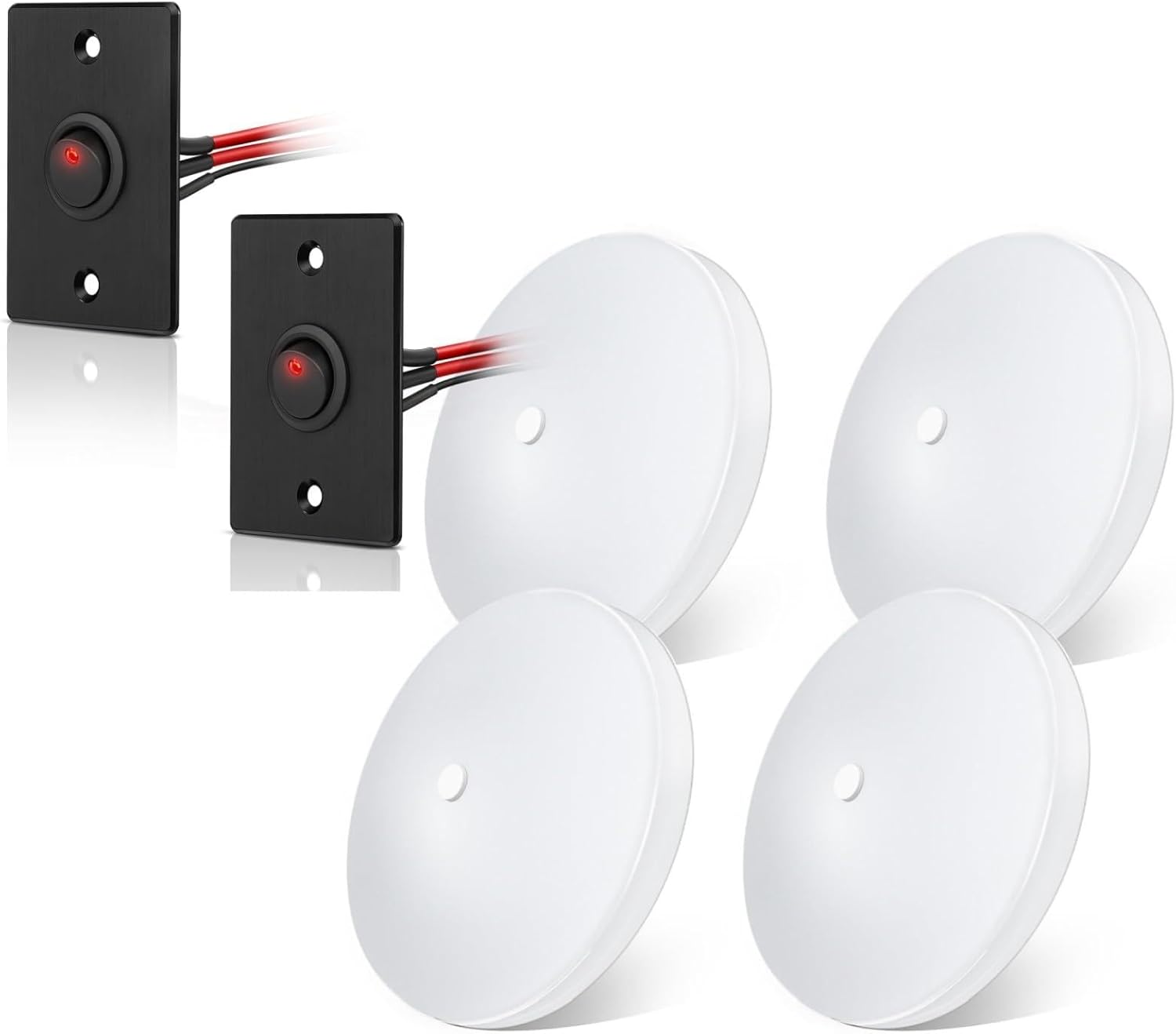 acegoo RV 3CCT 4.5'' LED Ceiling Dome Light and Aluminum Panel 12V Rocker Switch Bundle