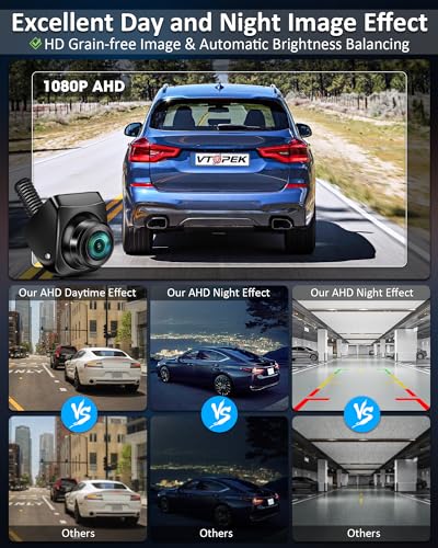 Vtopek Rückfahrkamera AHD 1080P Rückfahrkamera Auto 360° Drehbar Auto Rückfahrkameras Nachrüsten 170° Weitwinkel Nachtsicht IP69 wasserdichte Universal NTSC Rückkamera für Wohnmobil SUV Pickup Van