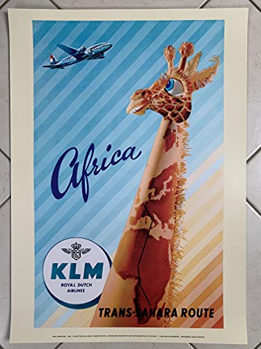 Affiche KLM Trans-Sahara Paul Erkelens 1953 idée cadeau idéale pour passionné d'aviation