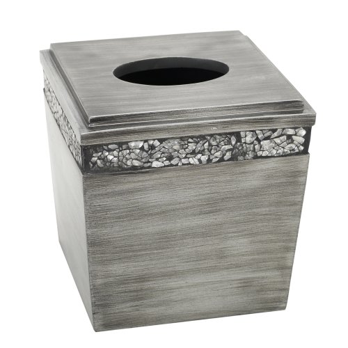 Zenna Home India Ink Altair Tissue Box Cover, Pewter