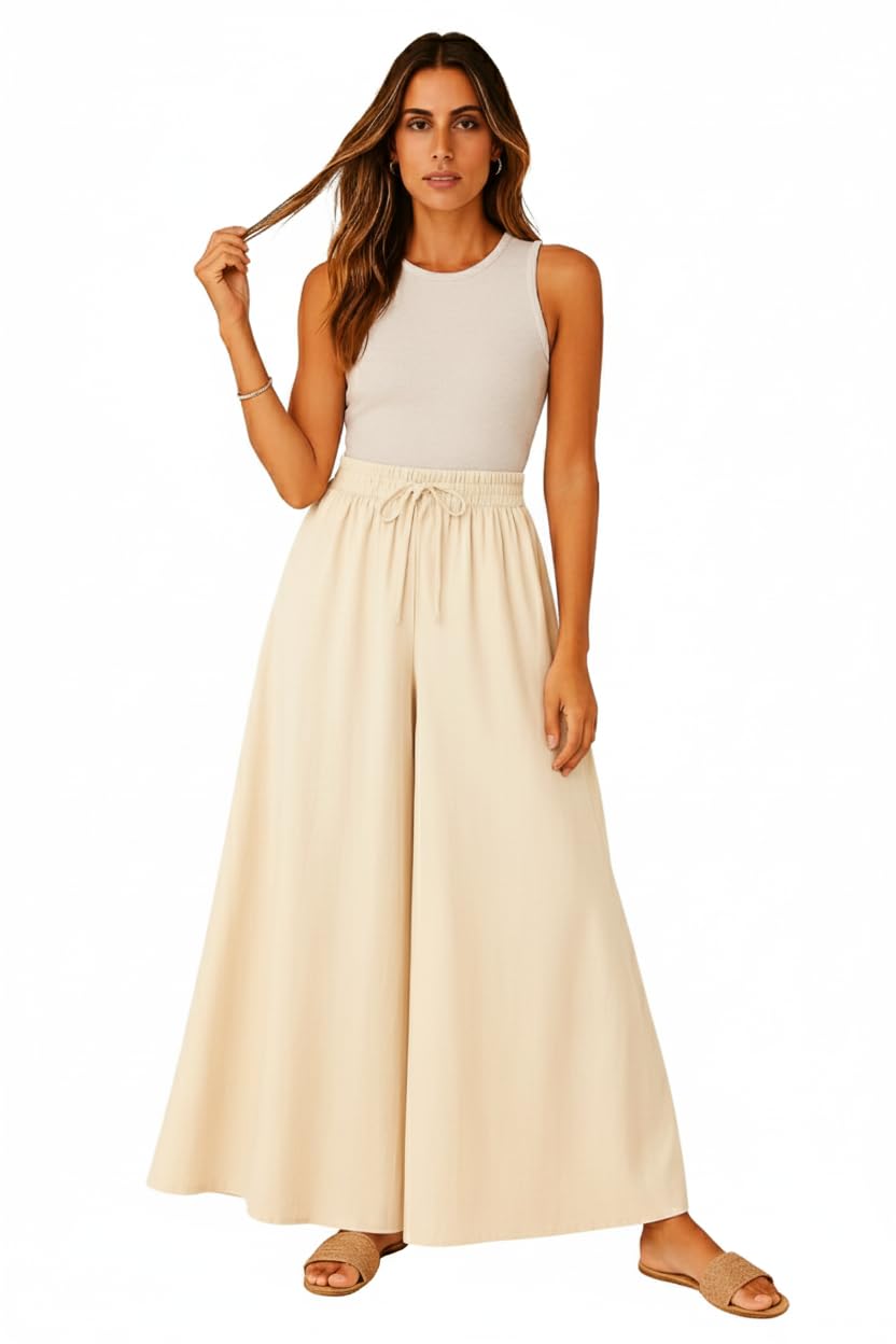 Women Cotton Flared Pant Mid Rise Palazzo, Pocket Pants for Office School Formal Casual Daily Use (5XL)-image-24