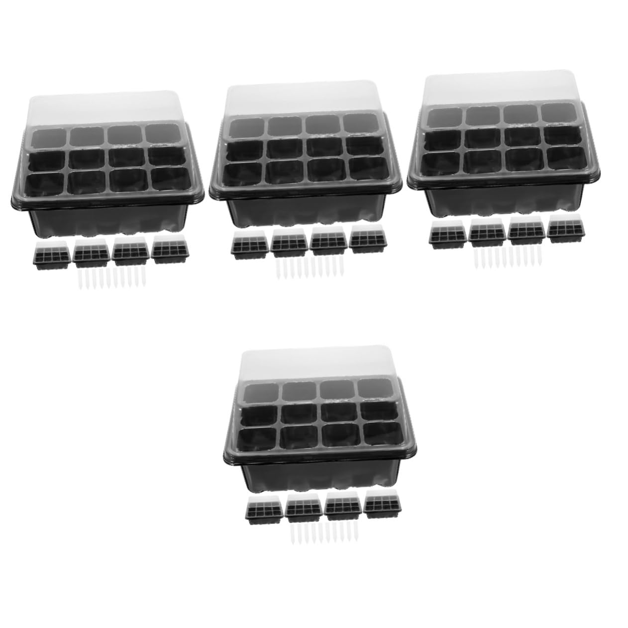 INOOMP 4juegos Bandeja De Germinación De Huecos para Invernadero Kit De Cultivo De Semillas Etiquetas para Plantas para Uso Interior y Exterior Total