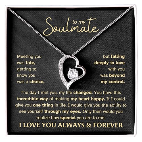 LEONADORA To My Soulmate Necklace For Women Gifts For Girlfriend Personalized Christmas Presents Best Birthday Meaningful Gift For Wife Romantic Anniversary Jewelry for Her (Standard Box White)