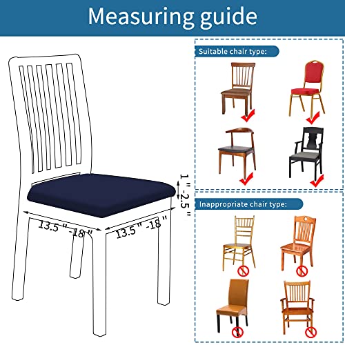 Smiry Seat Covers For Dining Room Chairs Stretch Jacquard Dining Room Chair Seat Covers Set Of 2, Navy Blue #TOP5