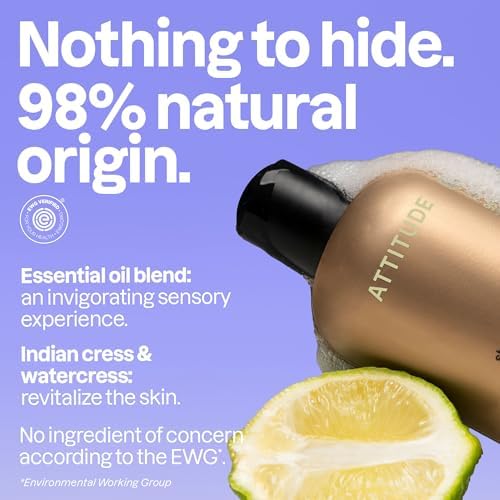 ATTITUDE Body Wash with Essential Oils, Moisturizing Shower Gel, Gentle Daily Cleanser, EWG Verified, Vegan Clean Beauty Skin Care, Bergamot & Ylang Ylang, 444 mL - 3