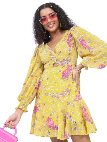 Image of Tokyo Talkies Women's Three-Quarter Sleeves Sweet Heart Neck Printed Dresses | Stylish Dresses | Casual Dresses