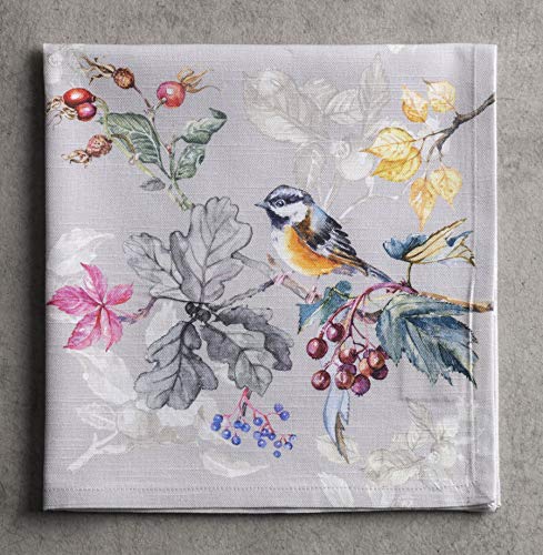 Maison D' Hermine Napkin 100% Cotton Set Of 4 Cloth Napkin Decorative Napkins For Gifts, Home, Kitchen, Dining, Cocktail Party & Camping, Equinoxe - Grey - Thanksgiving/Christmas (20”X20”) #TOP1