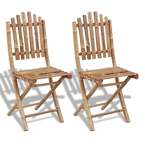 vidaXL Set de 2 chaises Pliables en Bambou