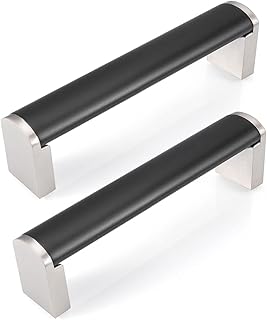 Fulgente 10 Pack 3.75 Inch(96mm) Euro Modern Flat Black Cabinet Handles Drawer Pulls Matte Black Hardware Drawer Handles Dresser Pulls Stainless Steel Cupboard Knob Hole Spacing: 3-3/4" (96mm)