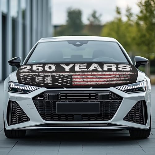 Image of US 250 Car Hood Cover Banner Car Bonnet Protection Cover Elastic Fabrics Polyester，Can be Washed Auto Decoration