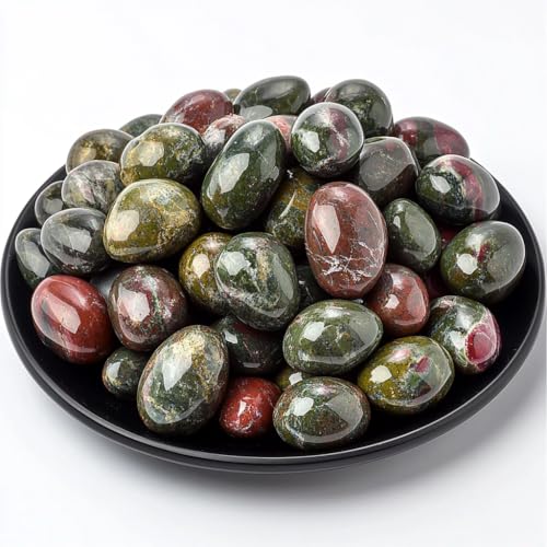 Image of Polished Stone Set Dragon Blood Jasper Crystals, Handpicked Tumbled Gemstones Rocks, Pebbles for Reiki, Chakra, Healing, Home Decor 0.6 inch Inches 7 Ounces