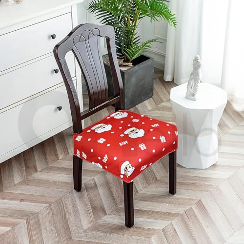 LazyHome™ Stretchable Christmas Polycotton Dining Chair Seat Covers Set of 4 Seater are Easily Machine Washable, Gives Perfect Looks to Dining Chairs - CSC016