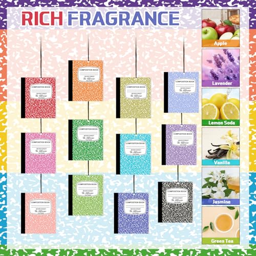 Image of Siifert 24 Pcs Back to School Teacher Appreciation Gifts Bulk Funny Composition Book Air Freshener Car Scented Hanging Decor Thank You Gift for Classroom Lockers Teachers Coworkers