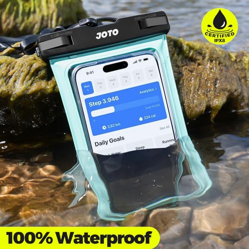 Image of JOTO Up to 7 inch Universal Waterproof Phone Case for iPhone 17 Air 16 15 14 13 12 11 Plus Pro Max, IPX8 Cellphone Dry Bag XR X SE, Galaxy S23 S22 S21 S20+ S20 S10 Plus Note, Pixel -Green