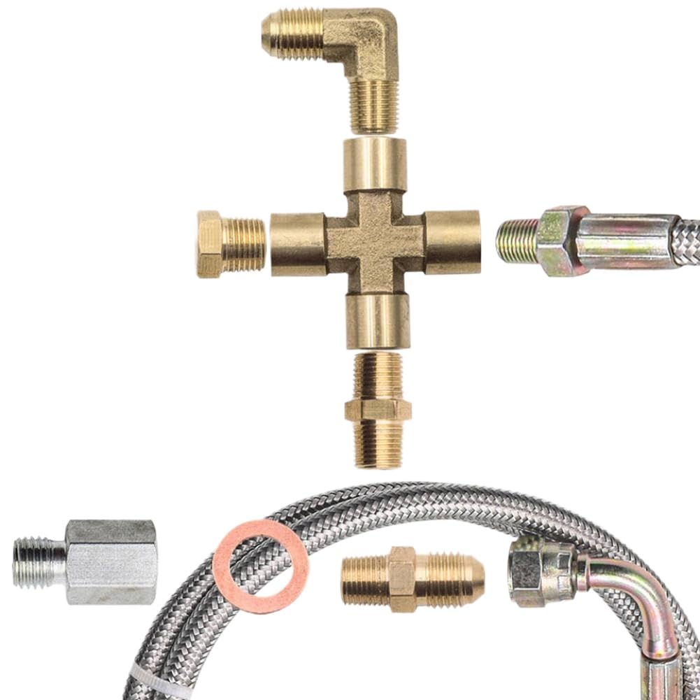 Aruwswoce Onecolor Turbo Oil Feed Line Kit Universal Oil Return Line Kit Oil Drain Line Kit With 1/8 Npt 90 ° 4 An To 1/8 Npt Connector