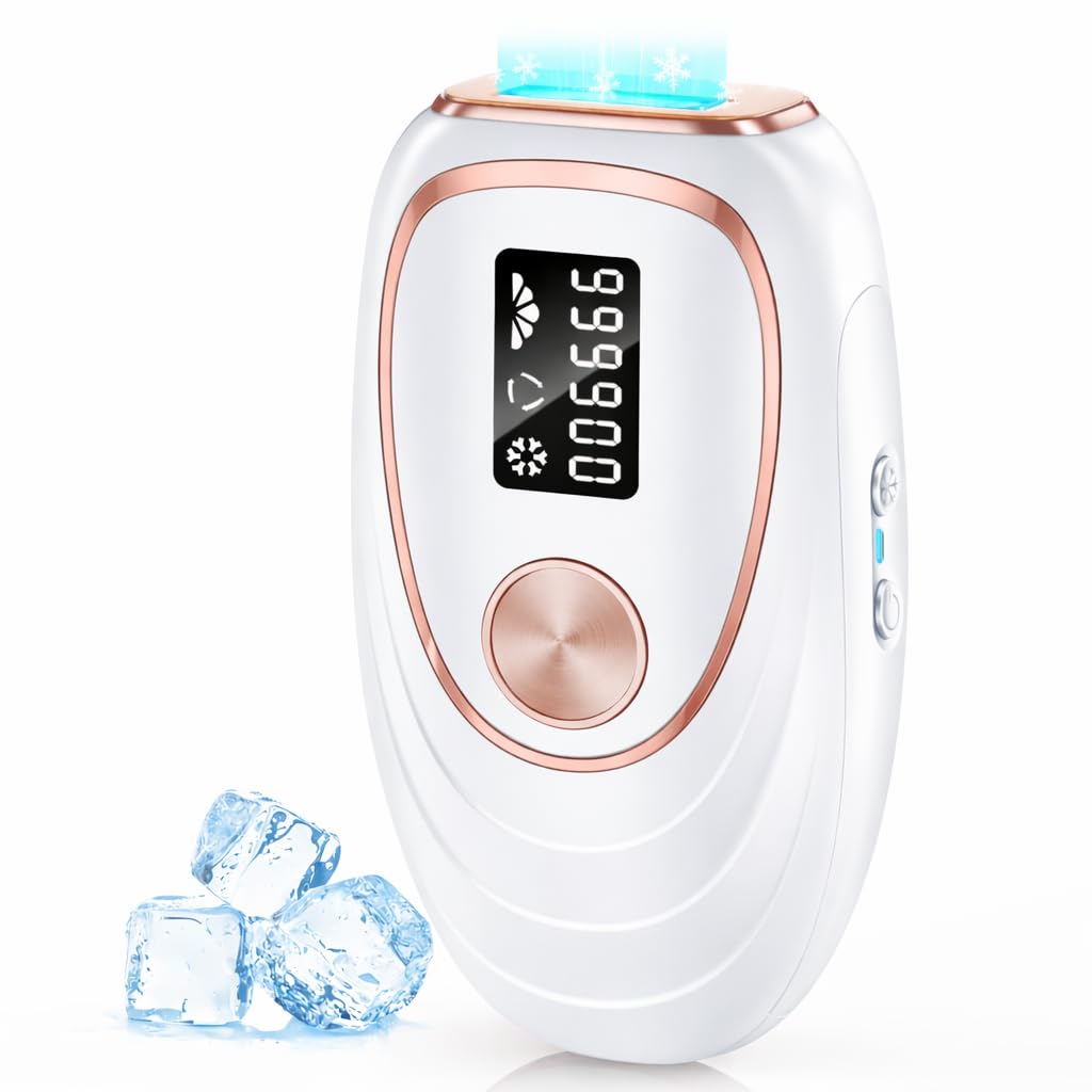 IPL Laser Hair Removal Device for Women & Men - Home 45°F Ice-Cooling Contact for Painless & Long-Lasting Results, 86% Hair Reduction in 3 Weeks for Full Body & Bikini Line, White