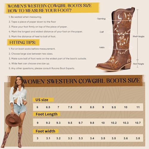 Image of Cowboy Boots for Women, Pointed Toe Chunky Heel | All-day walking comfort design, versatile for daily outfits, country music festivals and western style occasions