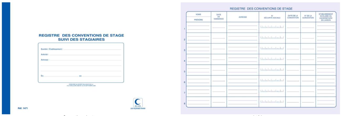 REGISTRE CONVENTIONS DE STAGES 210X297 48 PAGES