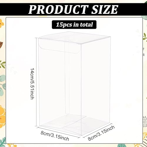 Miniatura 2 de BENECREAT 15 cajas de regalo de PVC transparente, 3.15 x 3.15 x 5.5 pulgadas, recipientes rectangulares de plástico transparente para Navidad, boda,