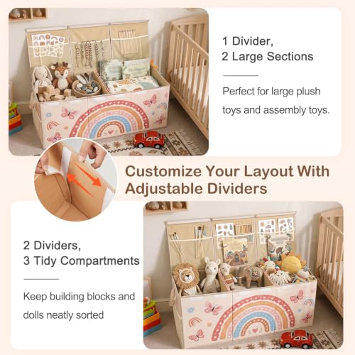 Image of Toy Box with Adjustable Divider Large Toy Chest Storage for Nursery Kidroom