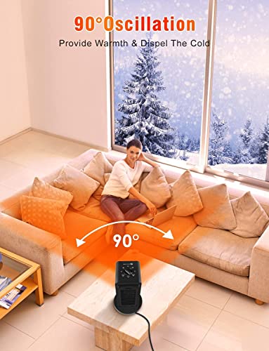 image for OUOHOME Electric Space Heater Portable 90° Oscillating Heater with Ov