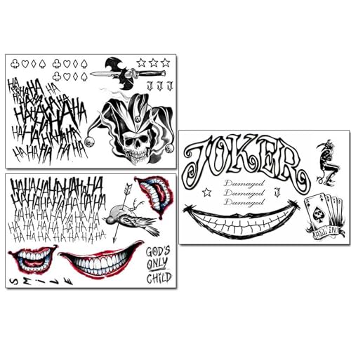3 Sheets Halloween Temporary Tattoos Tattoo Sticker Perfect for Halloween Cosplay Costumes and Party Accessories