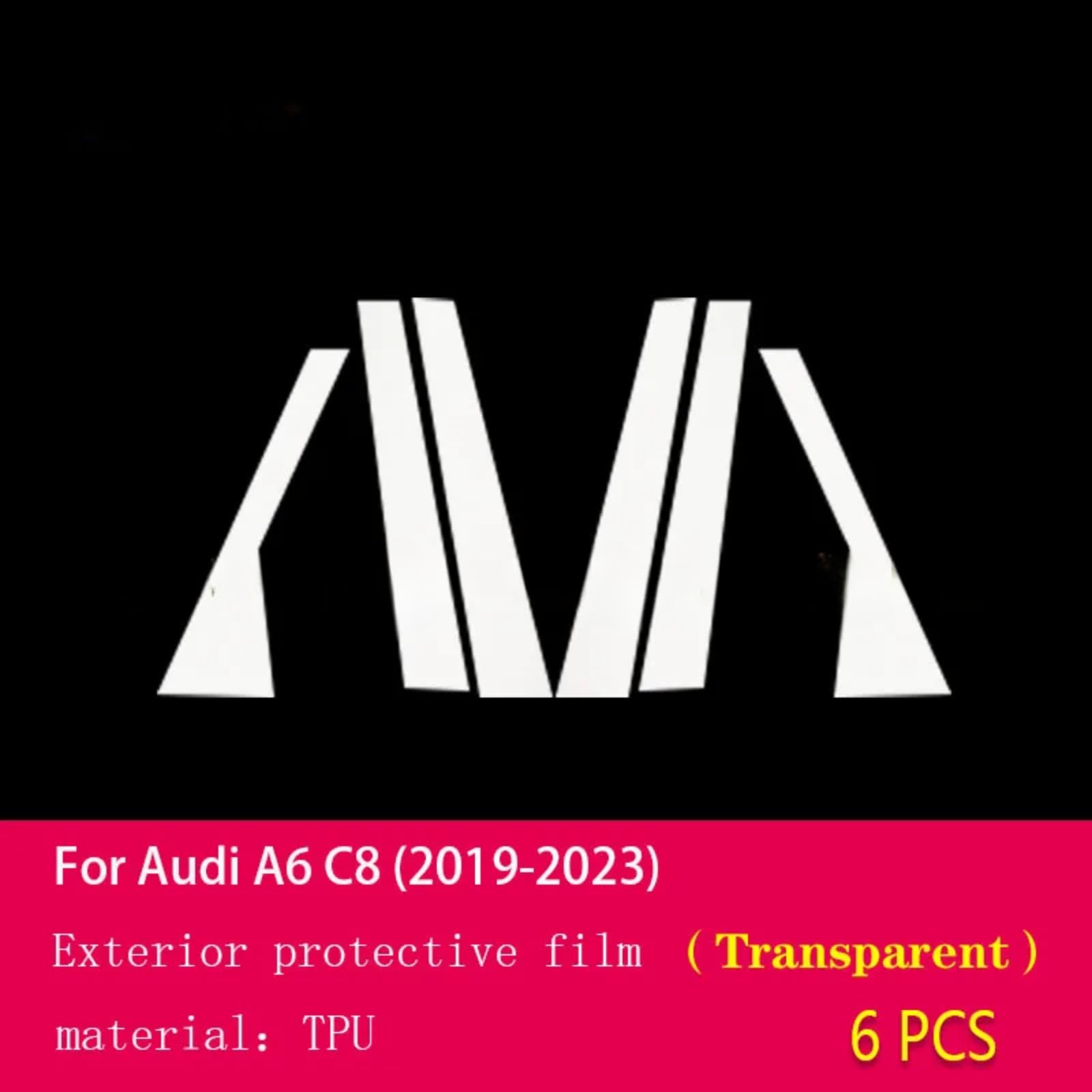 Pellicola protettiva per carrozzeria auto B C per lunotto, antigraffio, in TPU PPF, per Audi A6 C8 2019-2023 (trasparente)